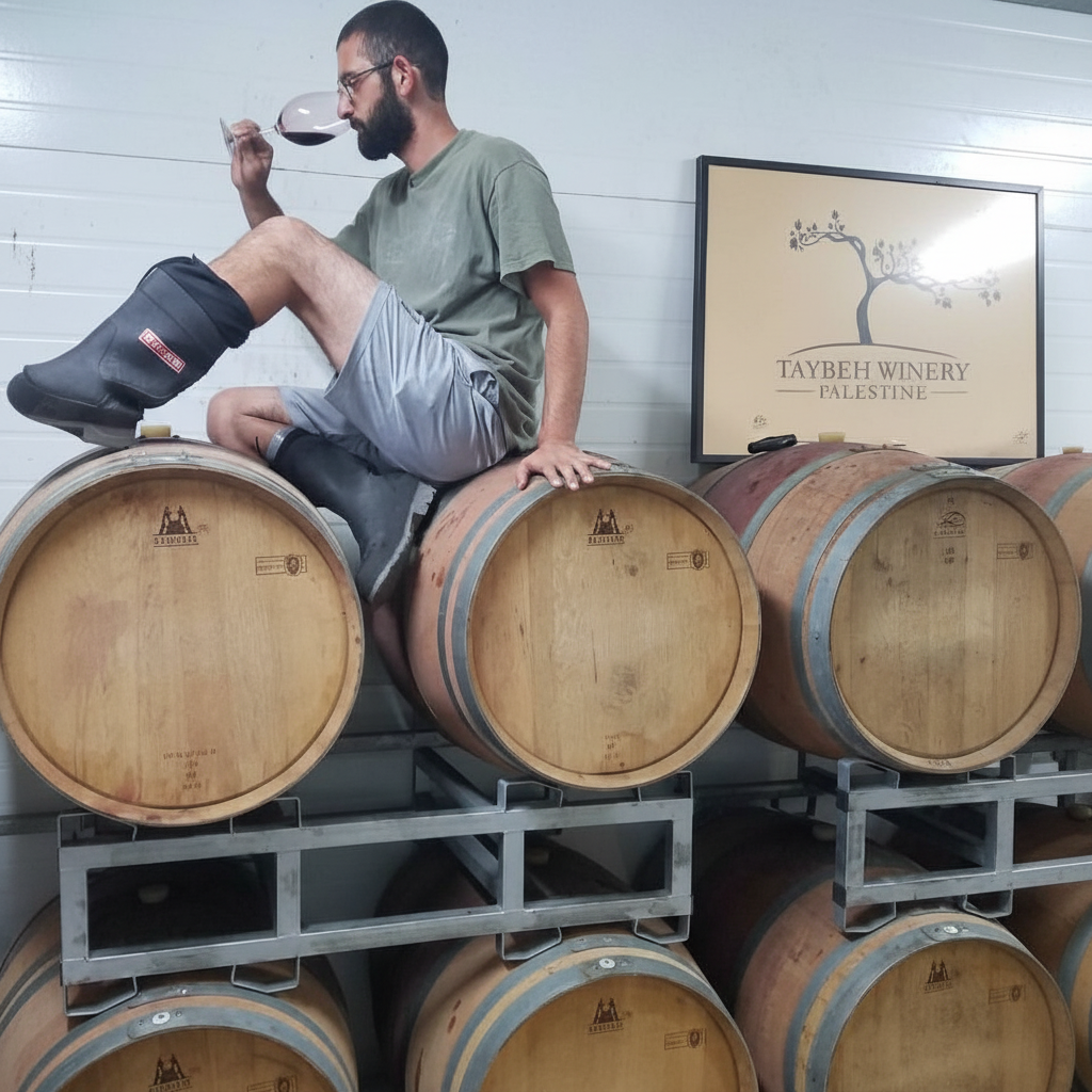 Taybeh Winery barrel room, Palestine
